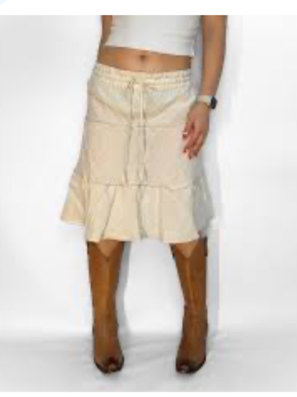 CASLON XS Light Cream Tiered A-Line Skirt - Casual Everyday Style fit big